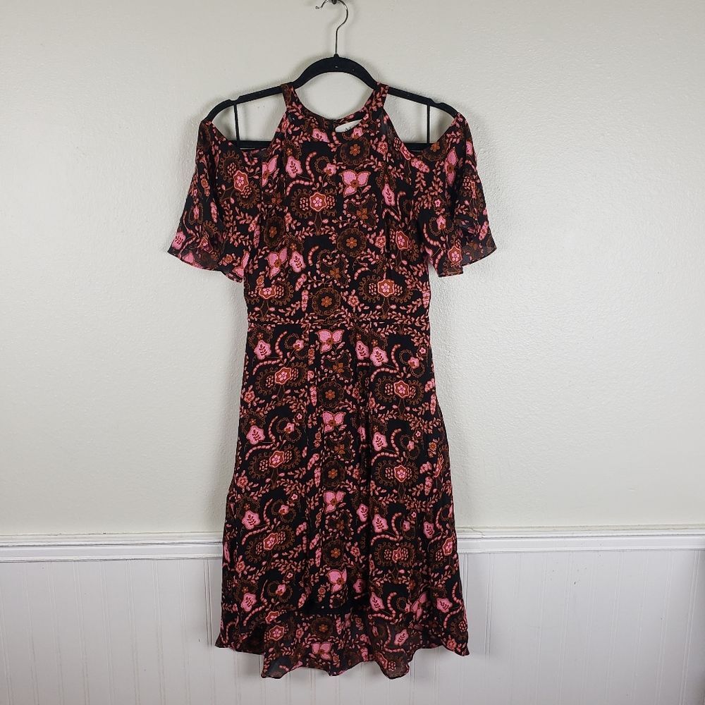A.L.C. Emile Silk Floral Pink Cold Shoulder Keyhole Mini Hi-Low Dress Sz 04/SM